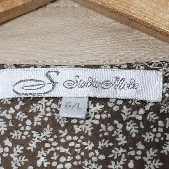 Studio Mode Womens Utility Jacket Pockets Cotton Blend Button Khaki Tan Large - Picture 3 of 12